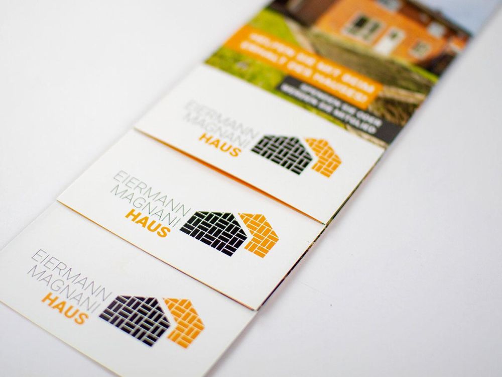 Eiermann Magnani Flyer mit Logo und Bild vom Haus