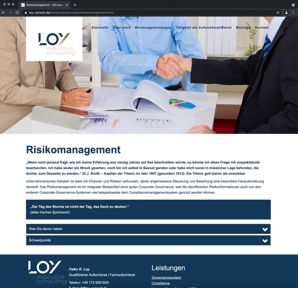 Screenshot Risikomanagement