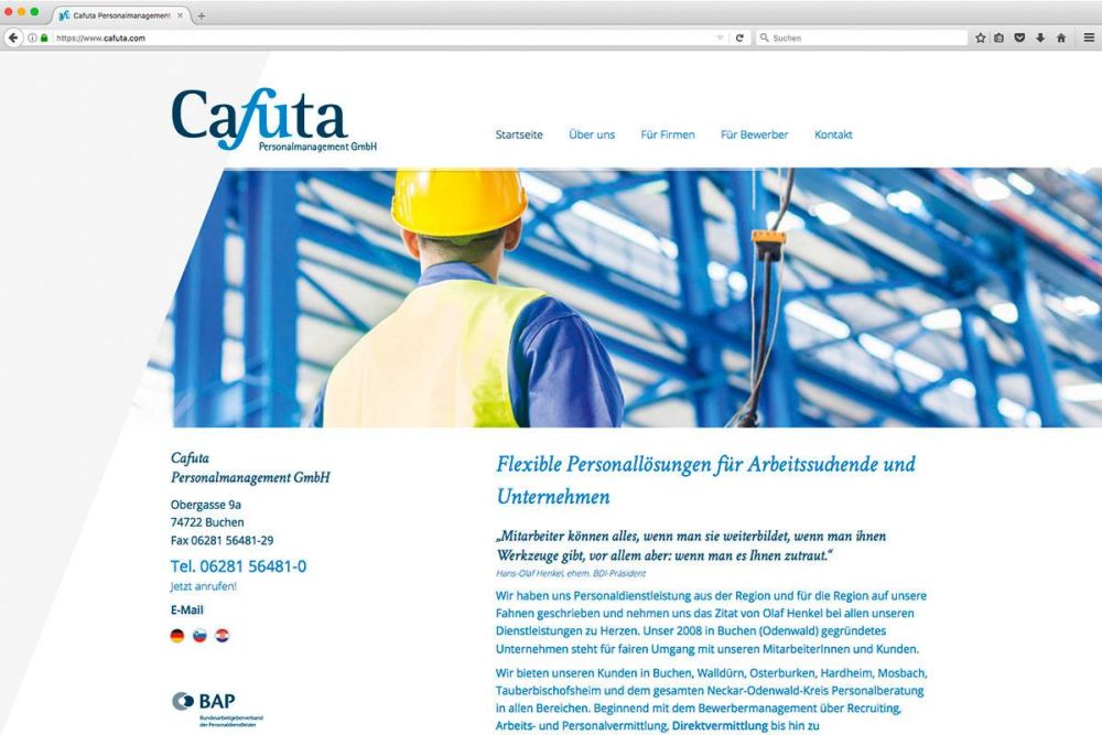 Startseite Cafuta Webseite