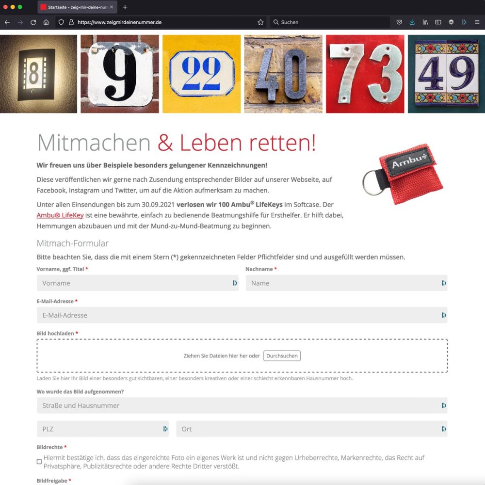 Screenshot vom Mitmach Formular auf der Webseite