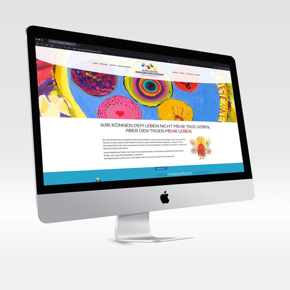 Webseite des ambulanten Kinderhospizdienst auf einem iMac