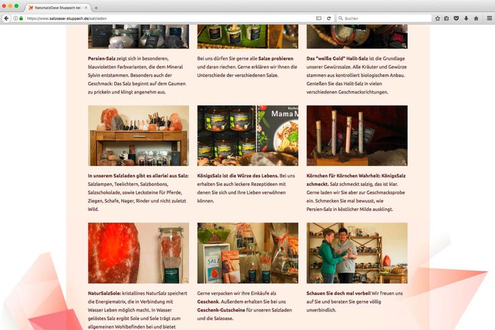 Verschiedene Bereiche der Salzoase Stuppach