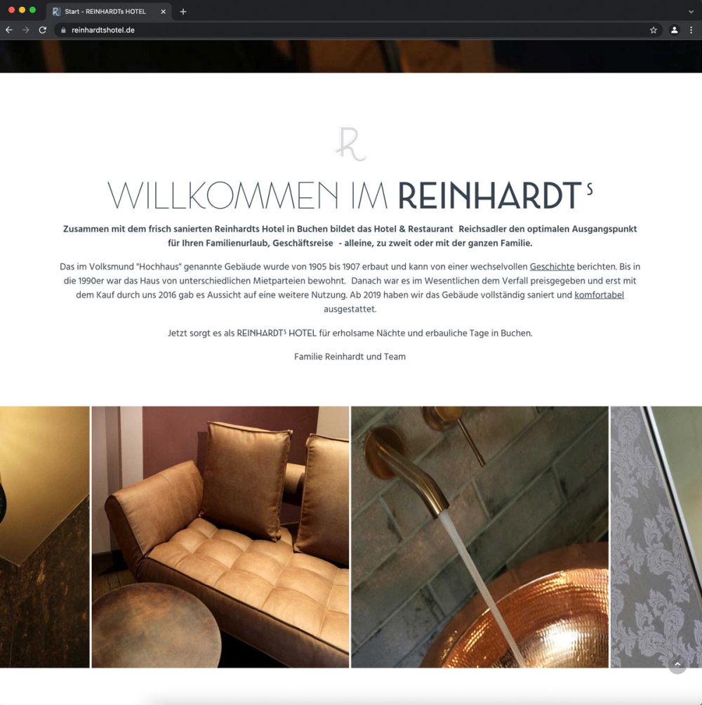 Webseite Reinhardts Hotel Startseite