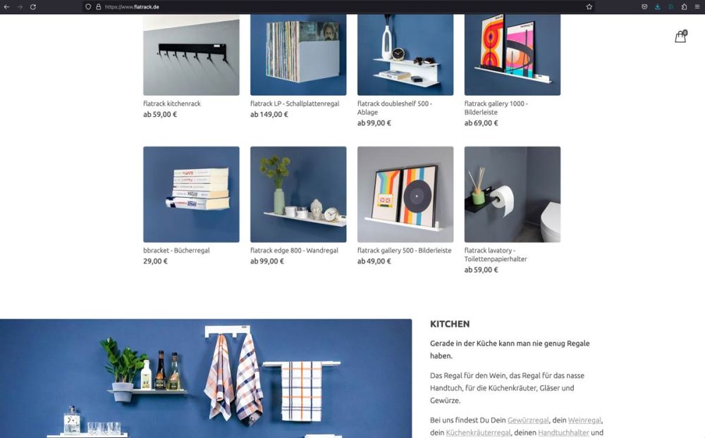 Screenshot Produktübersicht