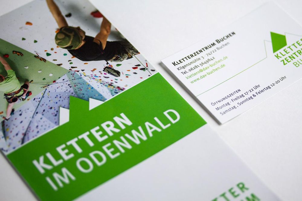 Flyer und Visitenkarte fürs Kletterzentrum Buchen