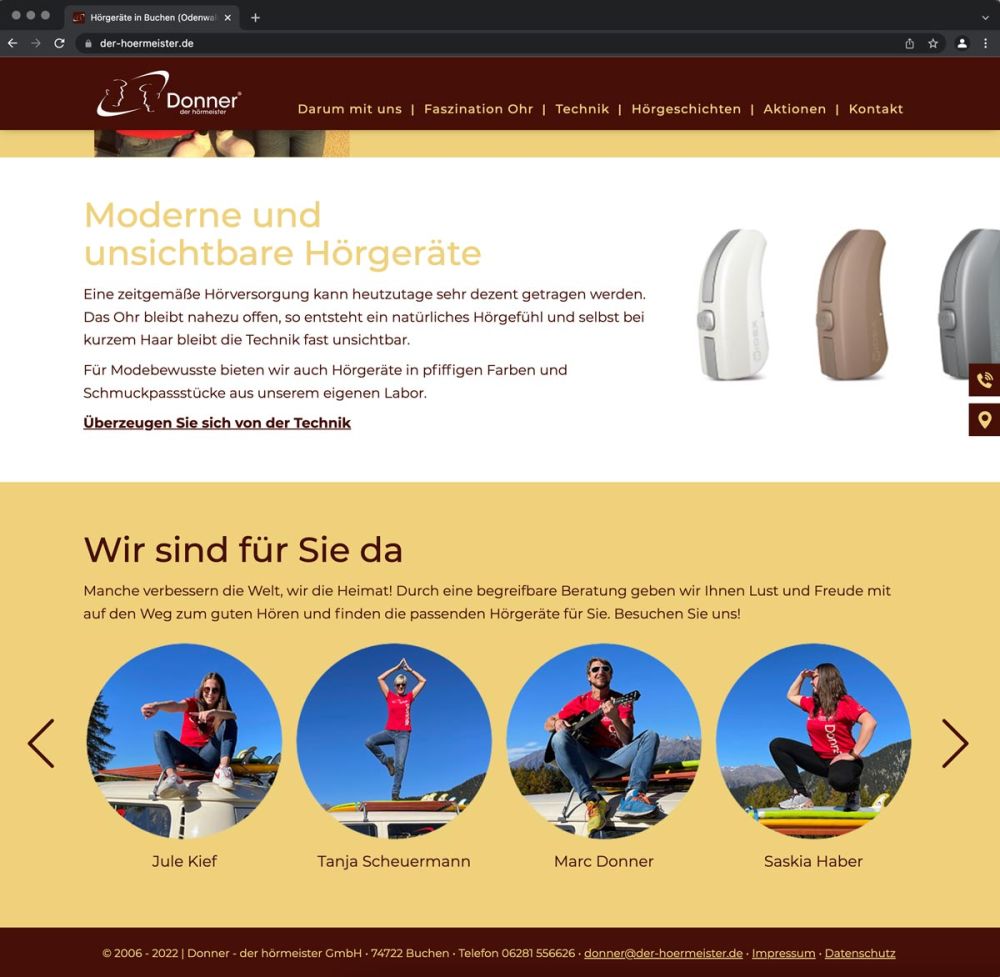 Screenshot Team Seite