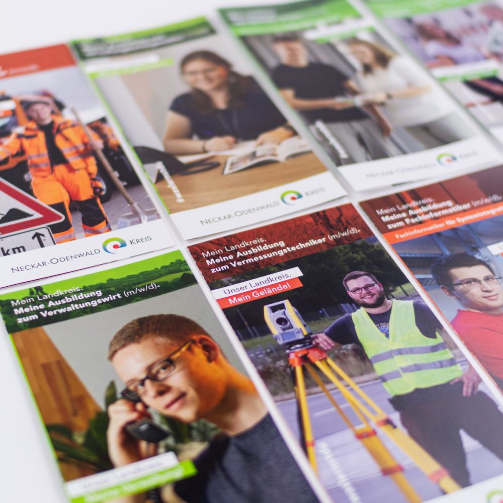 Flyer für die verschiedenen Ausbildungsberufe im Neckar-Odenwald-Kreis