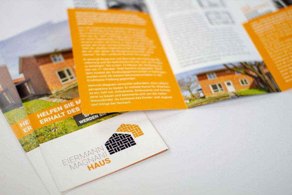 Einblick in den Spendenflyer vom Eiermann Magnani Haus