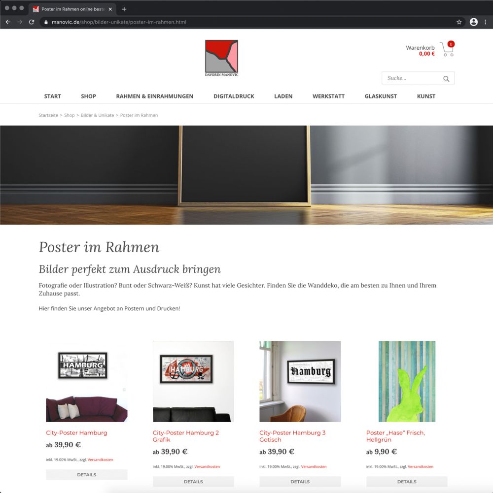 Screenshot Poster im Rahmen