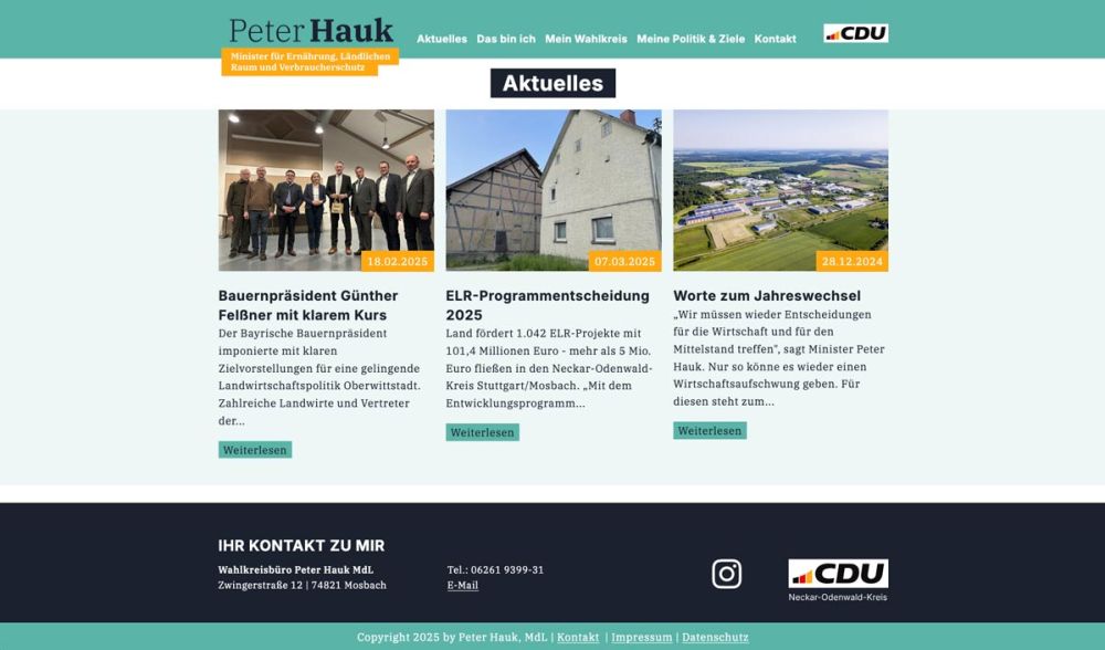 Screenshot von der Webseite