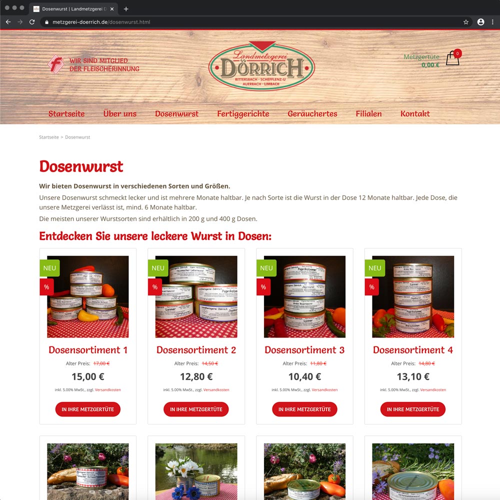 Dosenwurst im Online-Shop