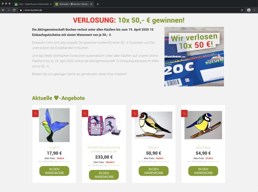 Verlosung im i love buchen Onlineshop