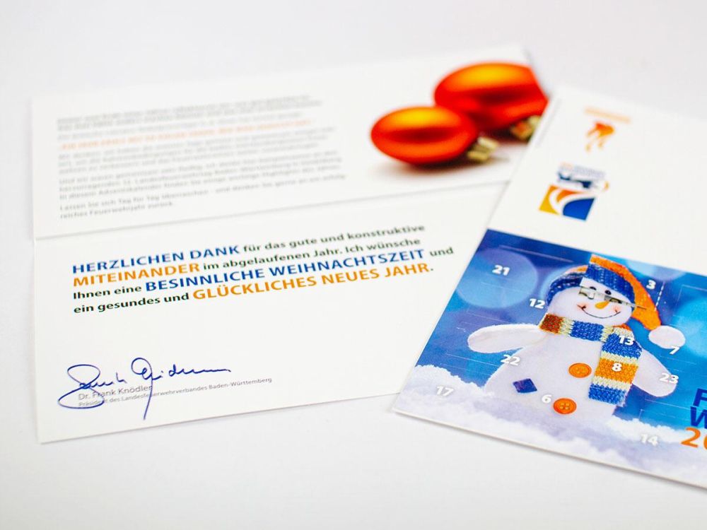 Weihnachtskarte inklusive Adventskalender