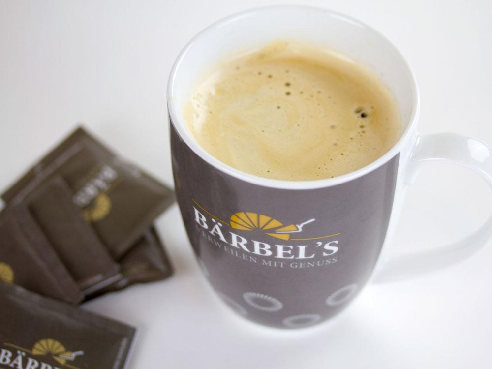 Residenz Sonneneck Kaffee Tasse und Zucker Tütchen für Bärbels