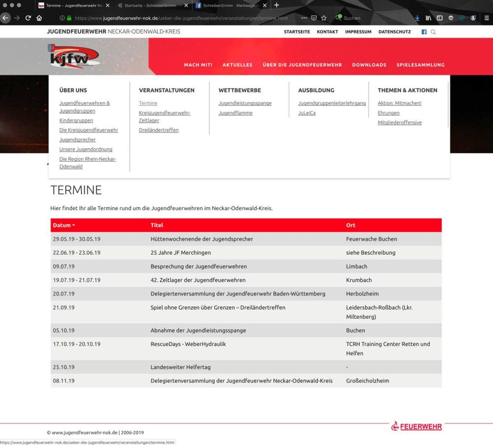 Termine der Jugendfeuerwehr NOK