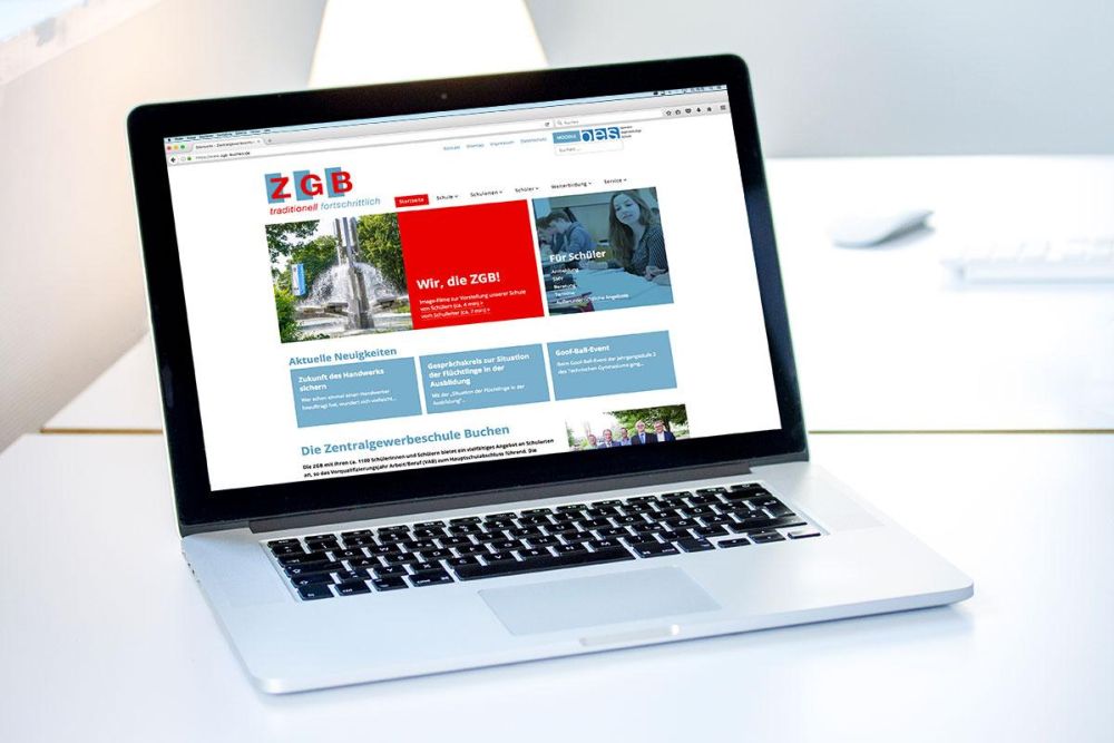 ZGB Webseite auf einem MacBook