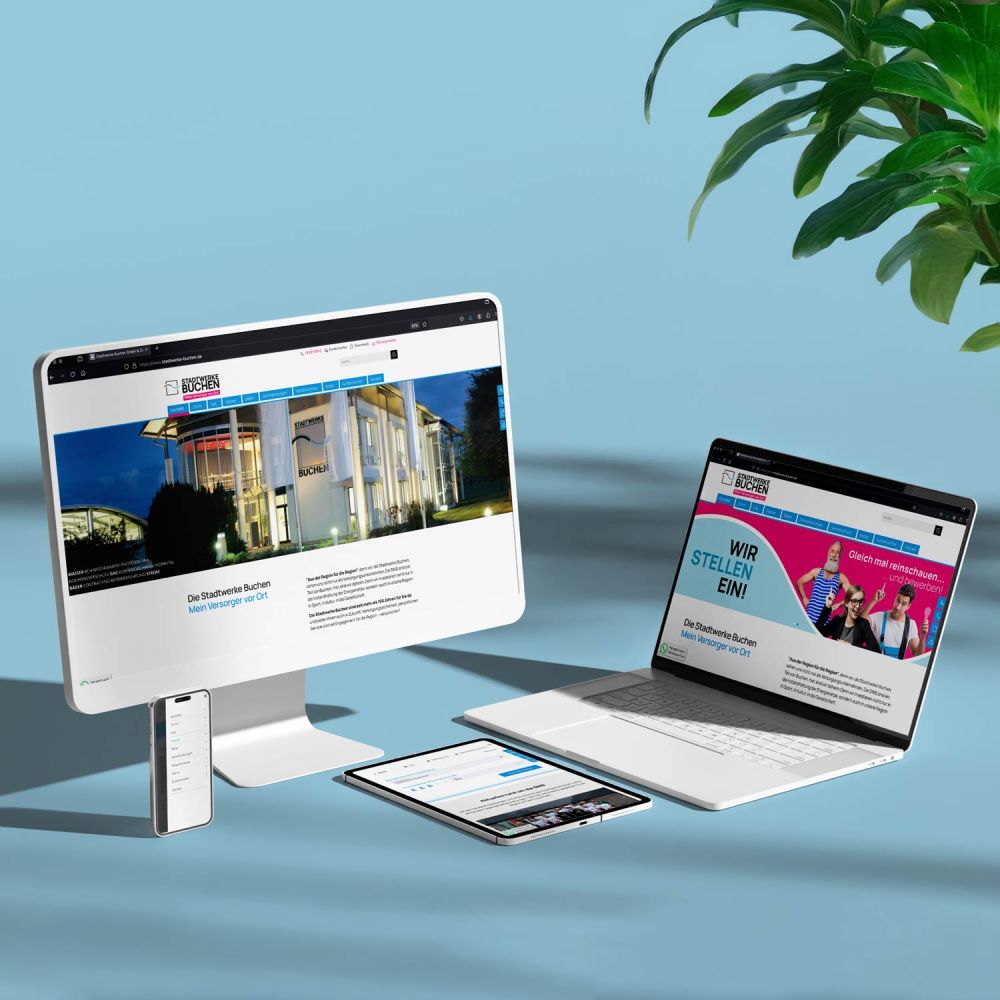 Stadtwerke Webseite auf iMac, Laptop, iPad und Handy