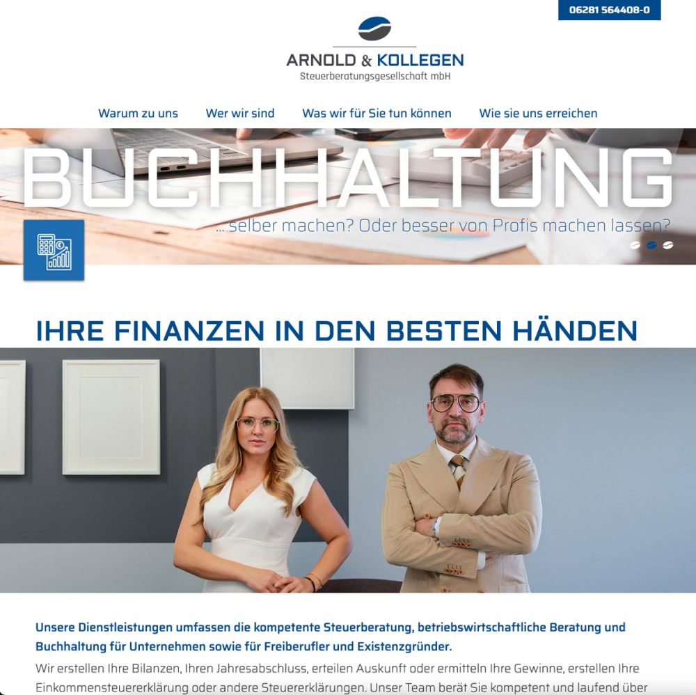 Screenshot von der Startseite