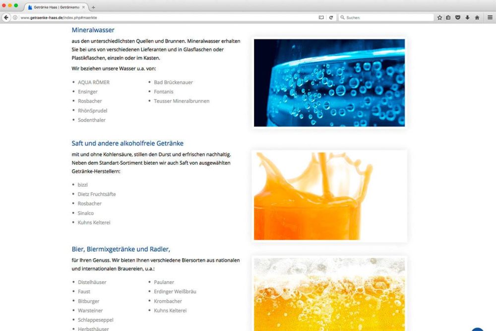 Sortiment  von Getränke Haas