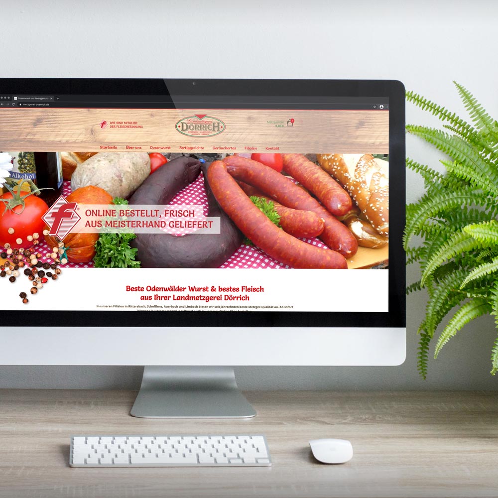 Online-Shop Metzgerei Dörrich auf einem iMac