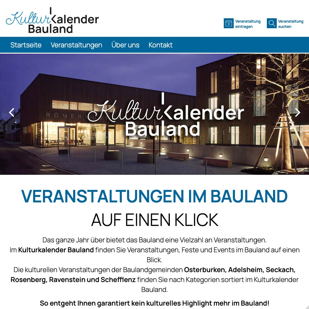 Screenshot der Veranstaltungen