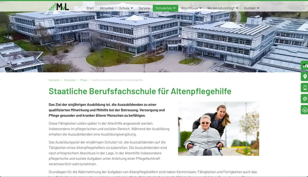 Screenshot Fachbereich Altenpflege