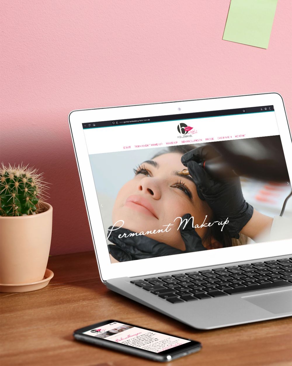 Beautiful smile Webseite auf Laptop und Handy