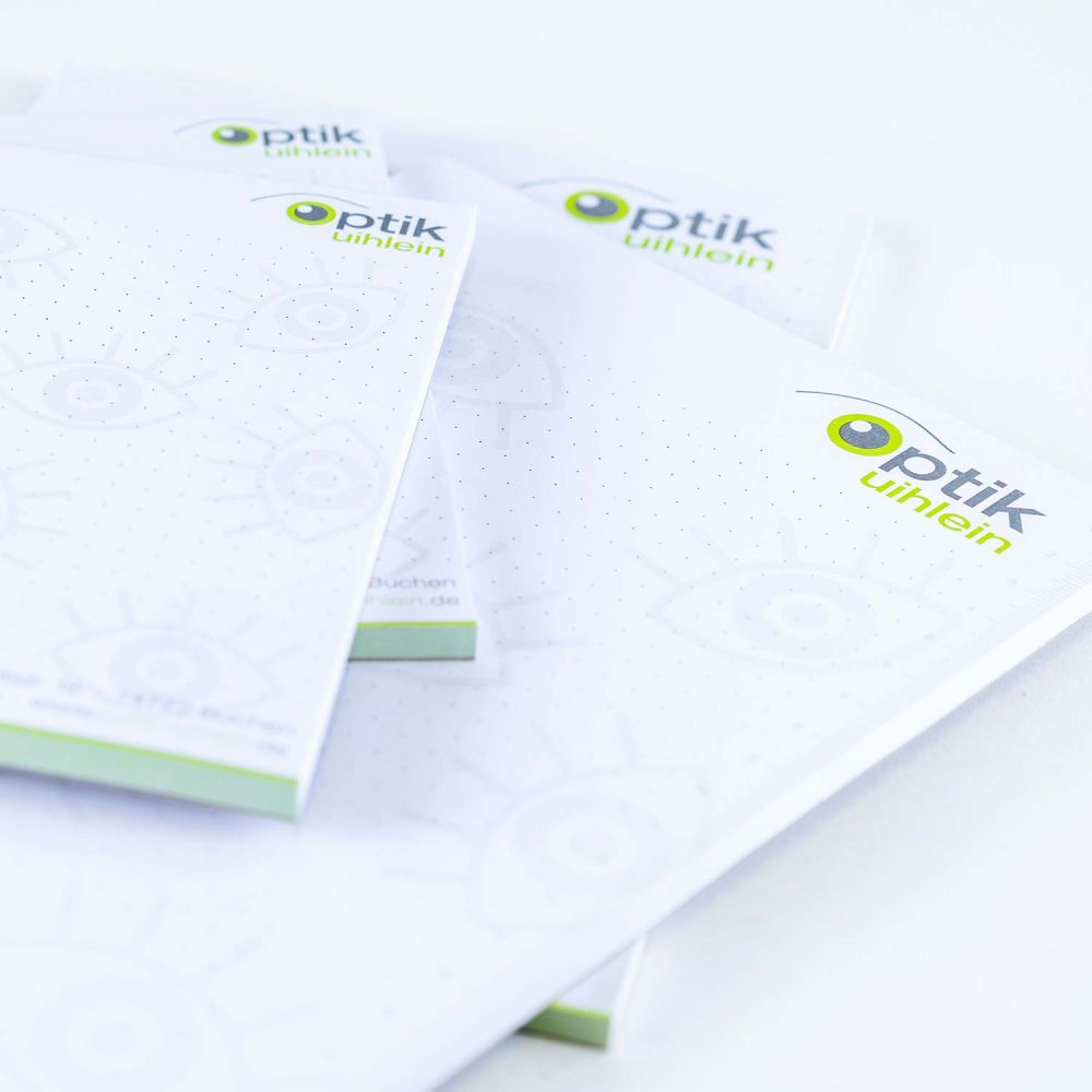 Kleine Schreibblöcke für Optik Uihlein