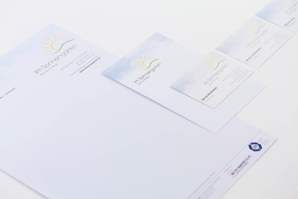 Briefpapier, Notizzettel und Visitenkarten für Sonnengarten
