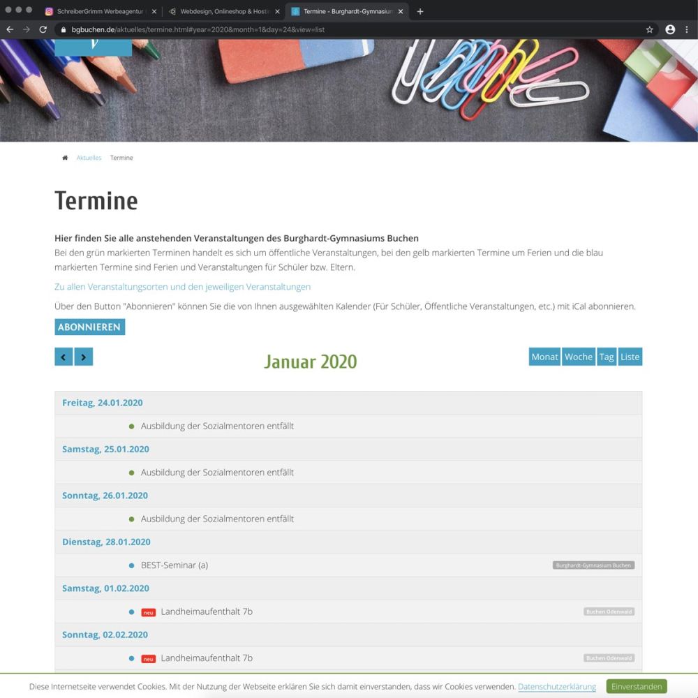 Termine Burghardt Gymnasium Buchen