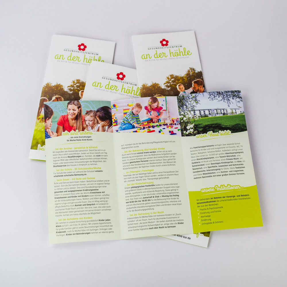 Inhalt im Flyer für das Gesundheitszentrum an der Höhle 