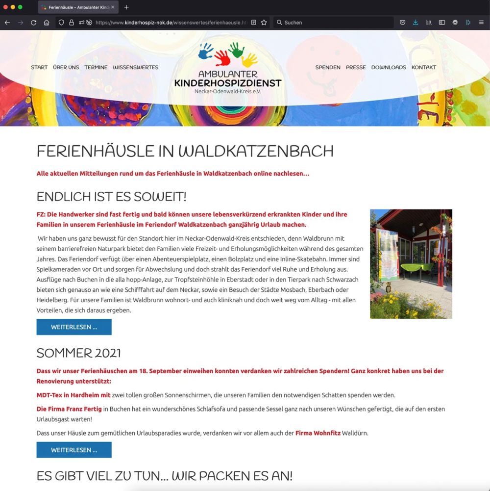 Screenshot Ferienhäuser