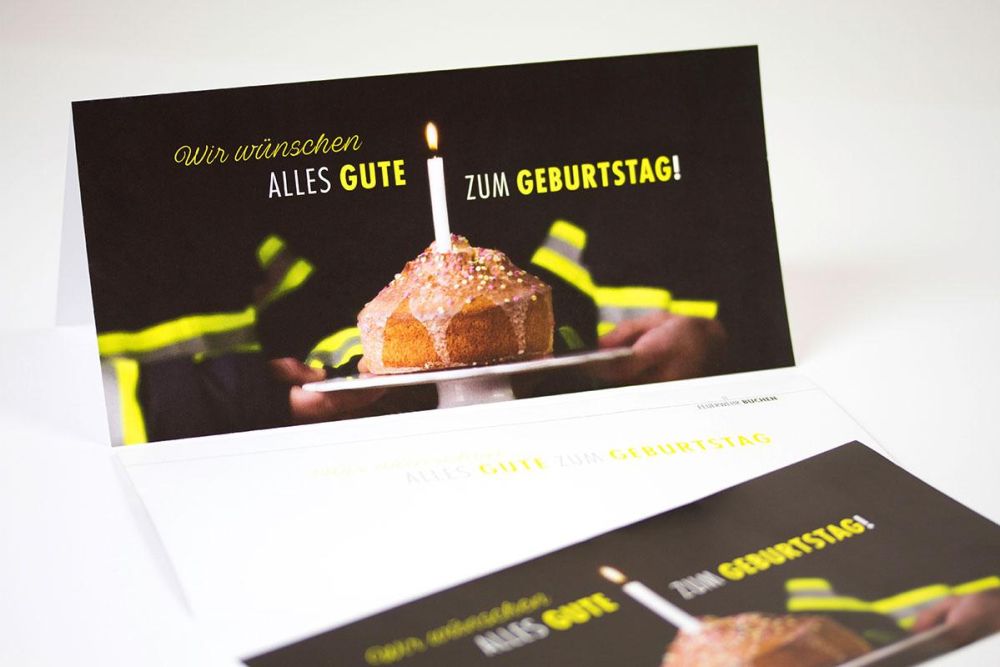 Geburtstagskarte mit Feuerwehrmotiv