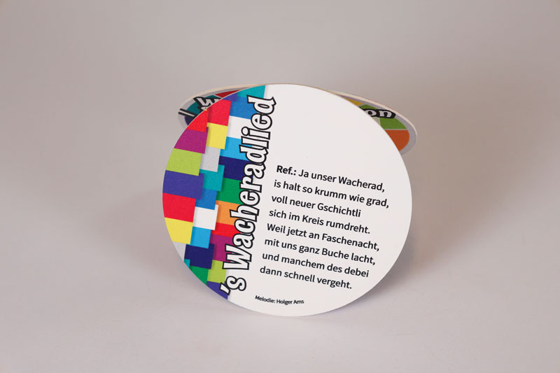 Bierdeckel mit Huddelbätz Fleckle und Wacheradlied