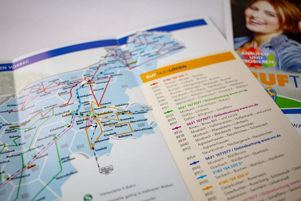 RufTaxi Karte im Flyer