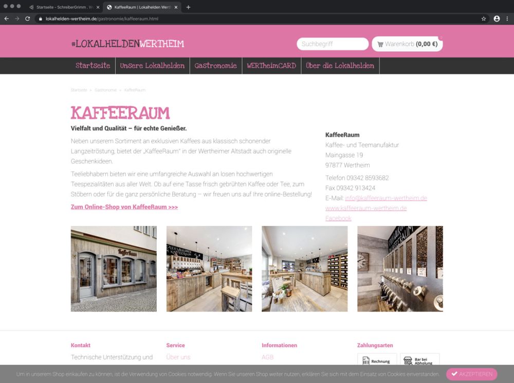 Kaffeeraum im Lokalhelden Wertheim Onlineshop