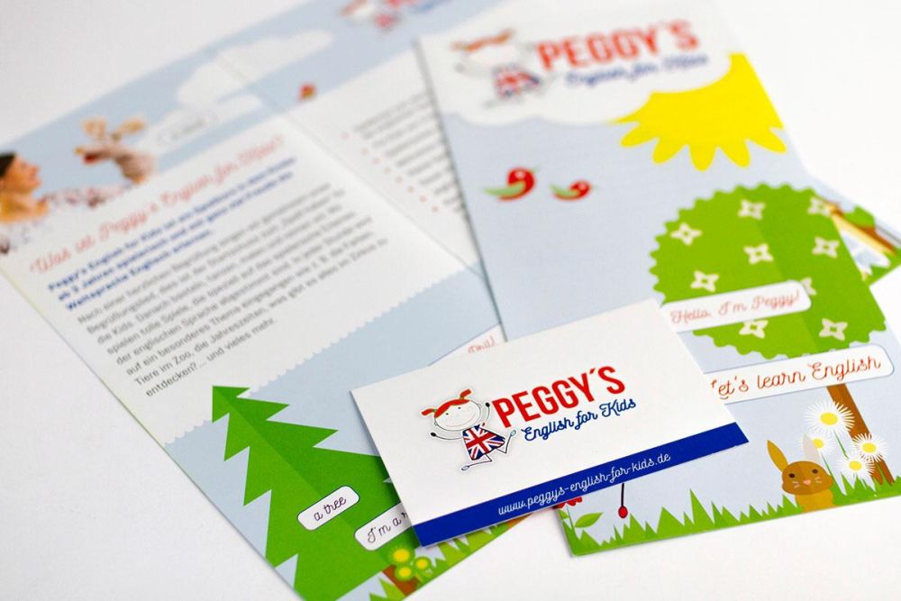 Visitenkarte und Flyer für Peggys English for Kids