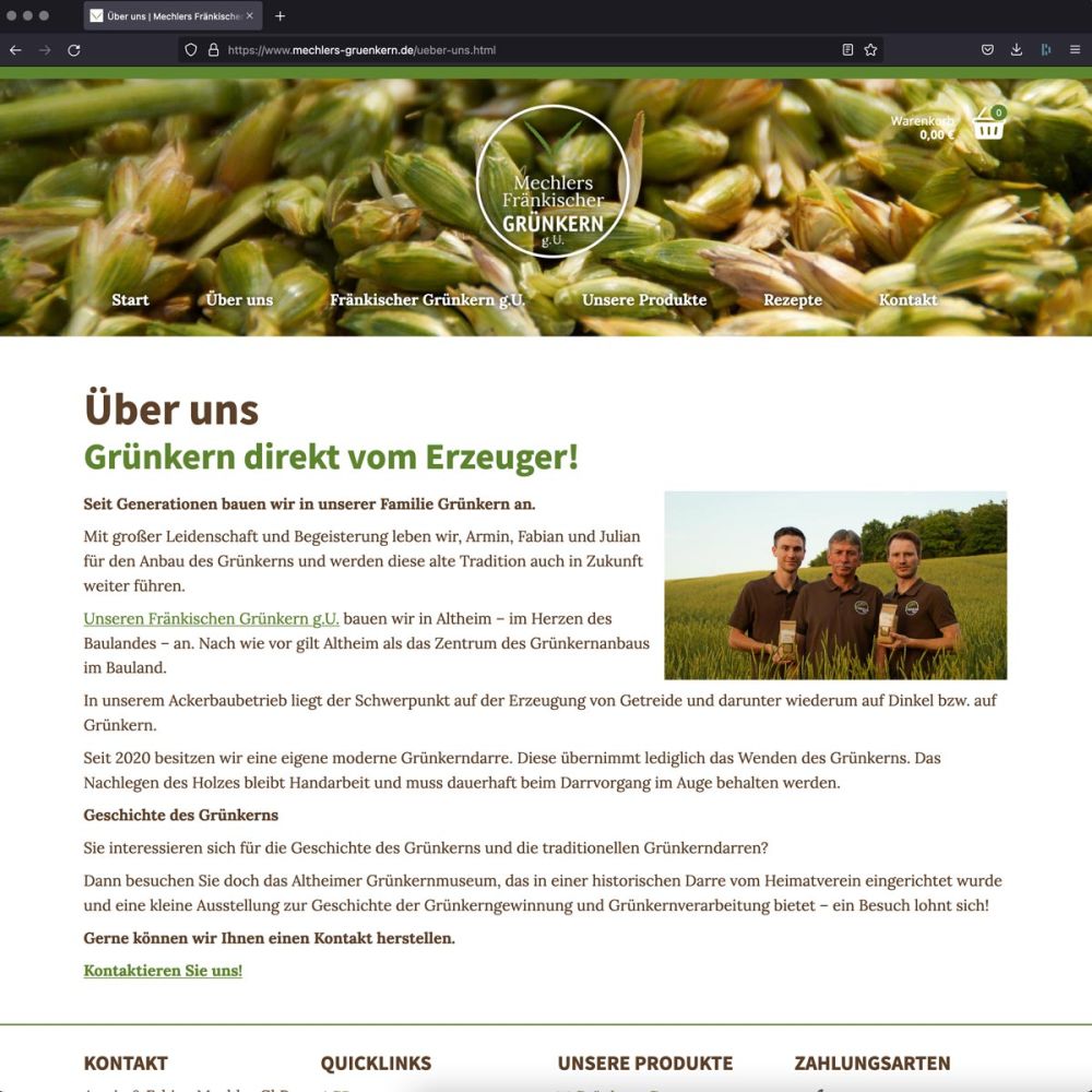 Screenshot über uns