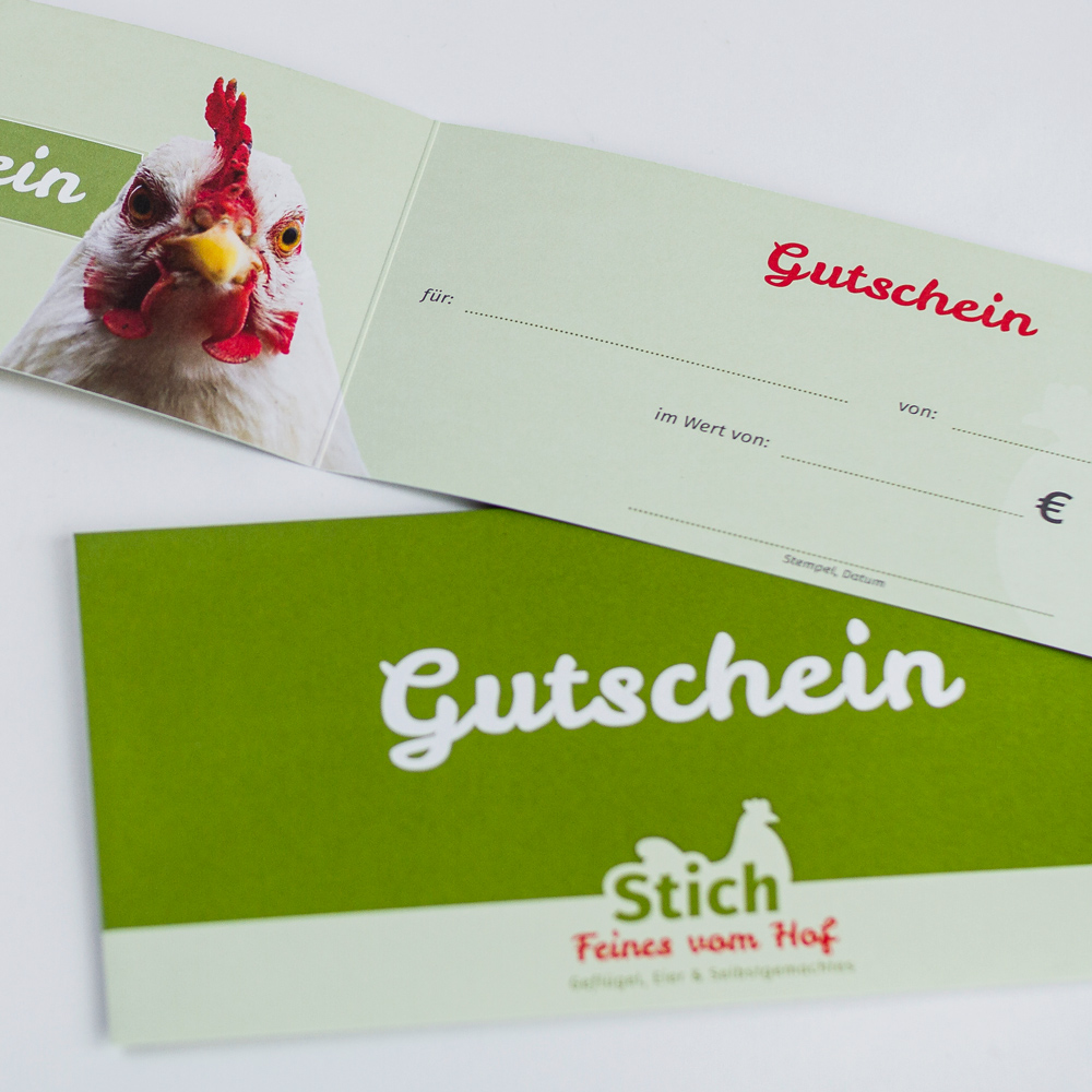 Innen- und Rückseite vom Gutschein für Hof Stich