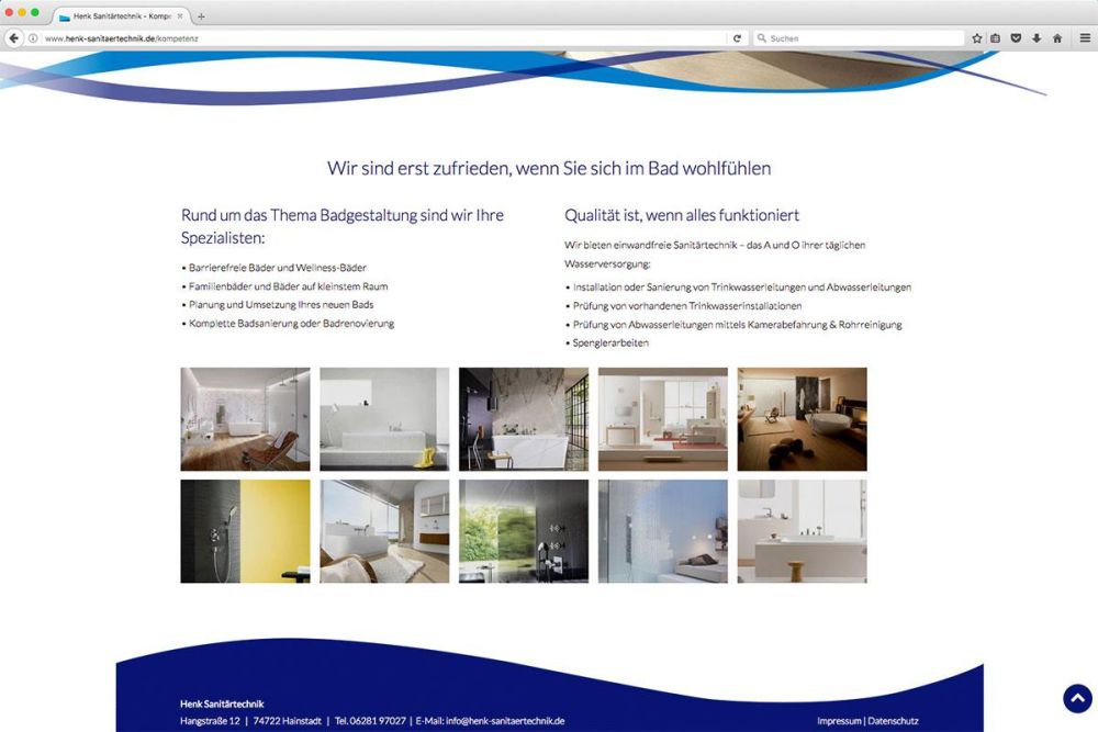 Badgestaltung Henk Sanitärtechnik