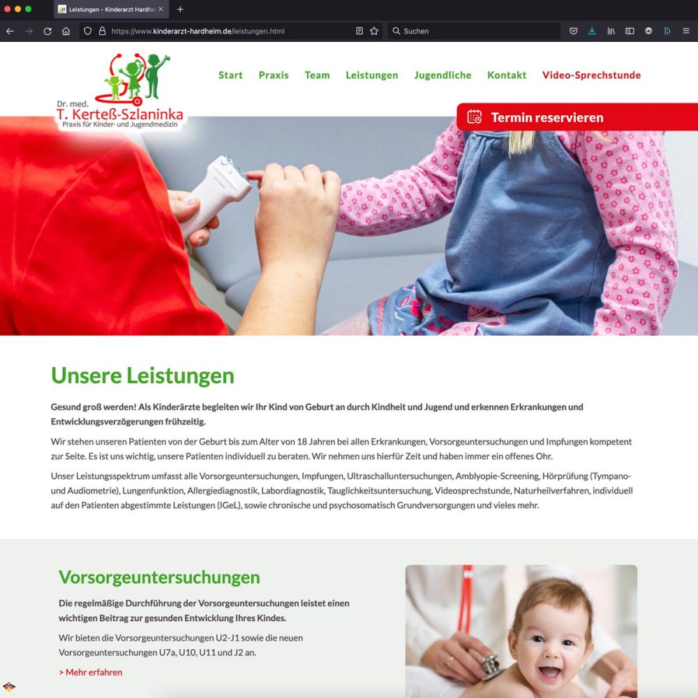 Die Leistungen auf der Webseite der Kinderärztin Hardheim