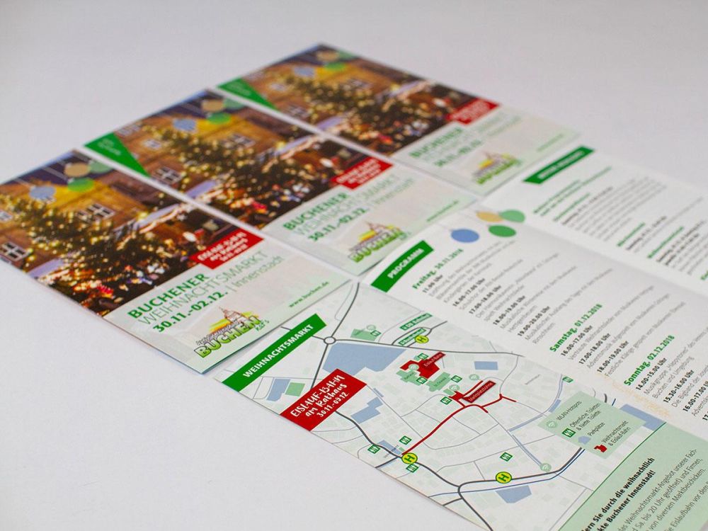 Flyer mit Stadtplan und Programm zum Weihnachtsmarkt