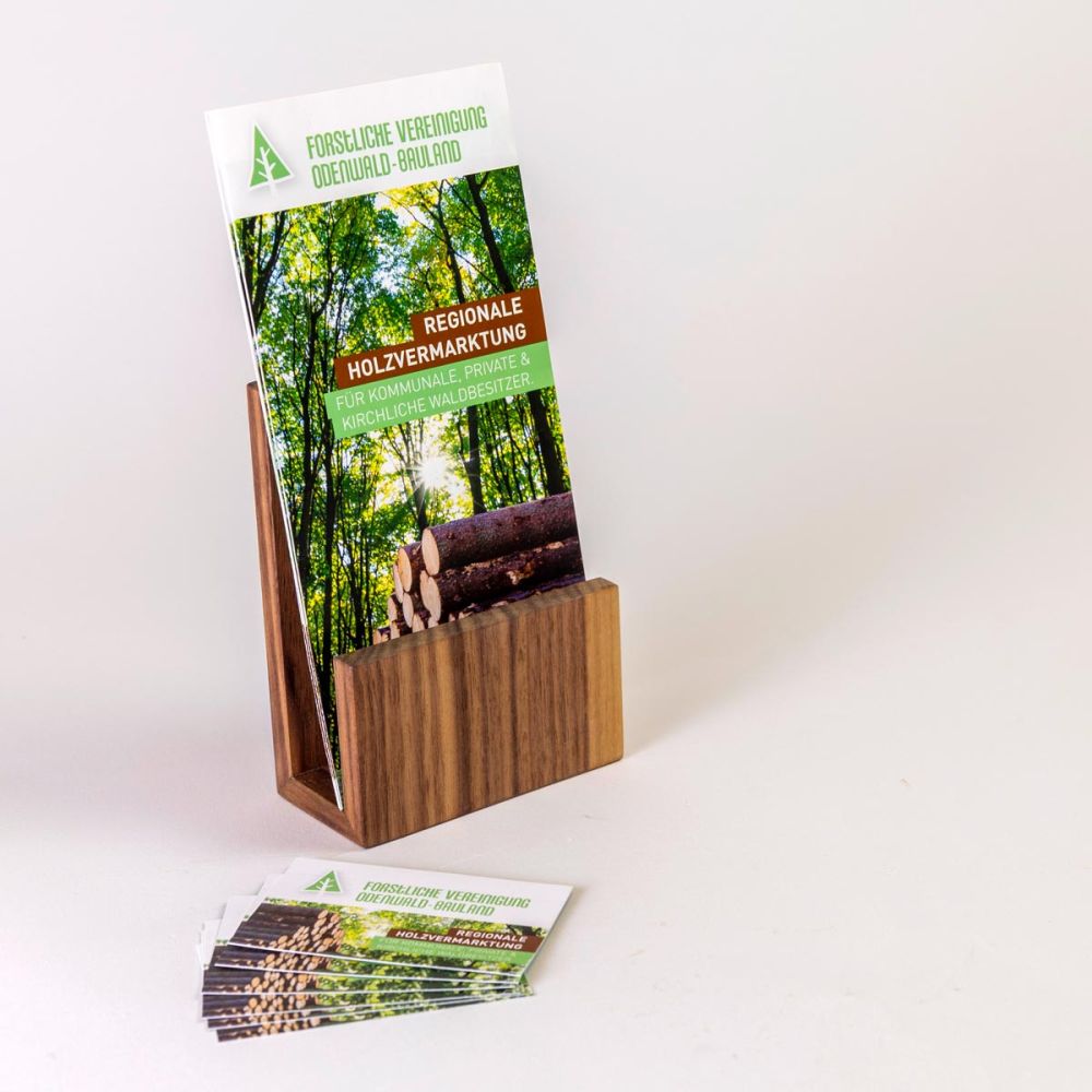 Flyer und Visitenkarten ausgestellt für forstliche Vereinigung Odenwald Bauland eG