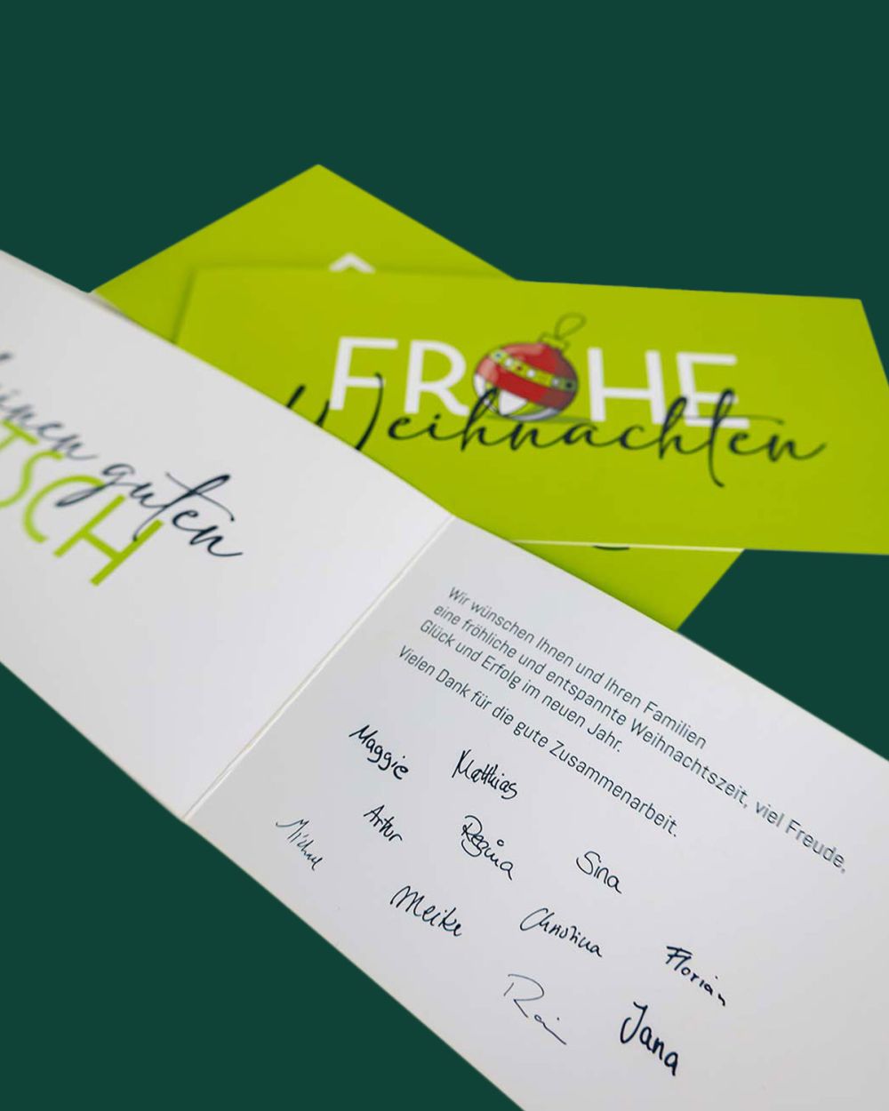 Grüße und Unterschriften vom Team