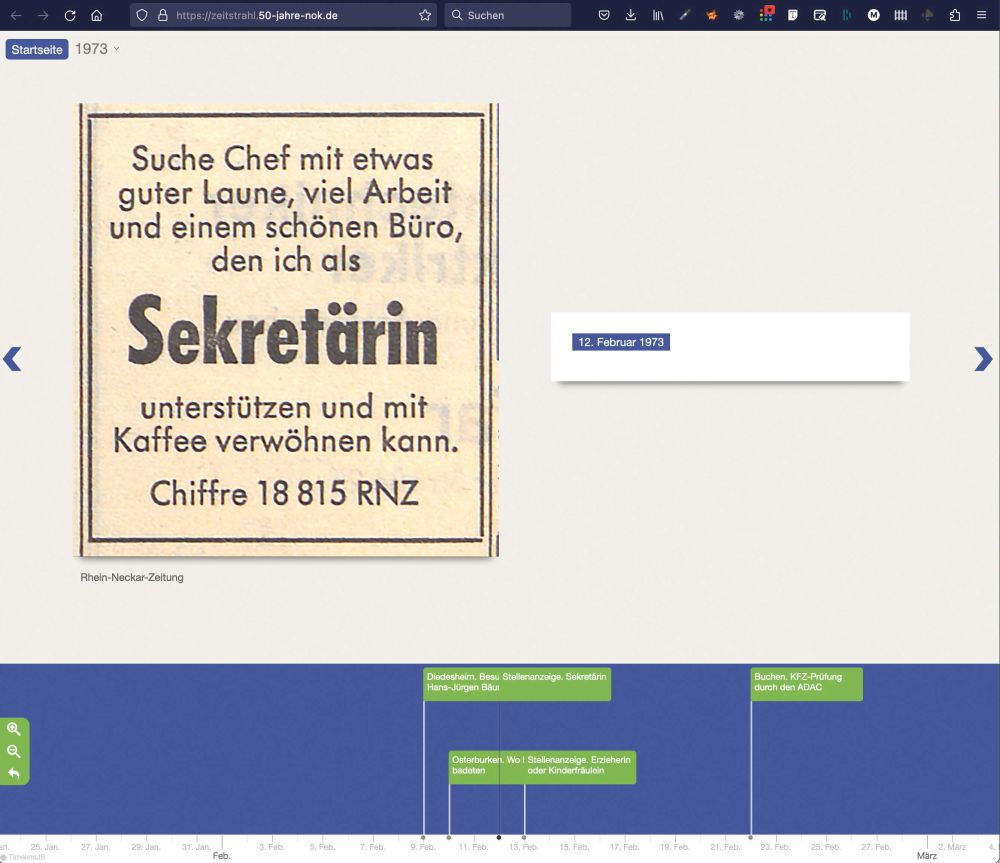 Screenshot Zeitstrahl