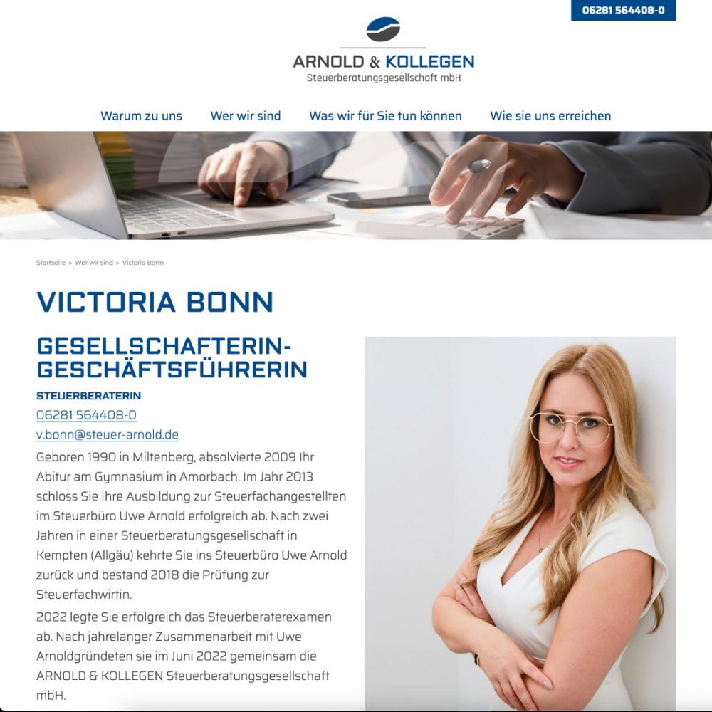 Screenshot Geschäftsführung