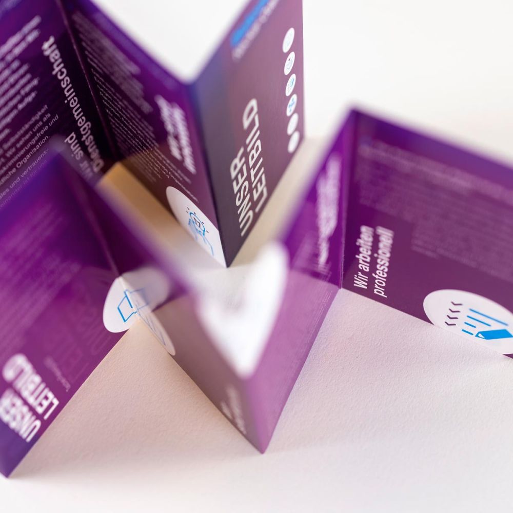 Der Leitbild Flyer aufgefächert