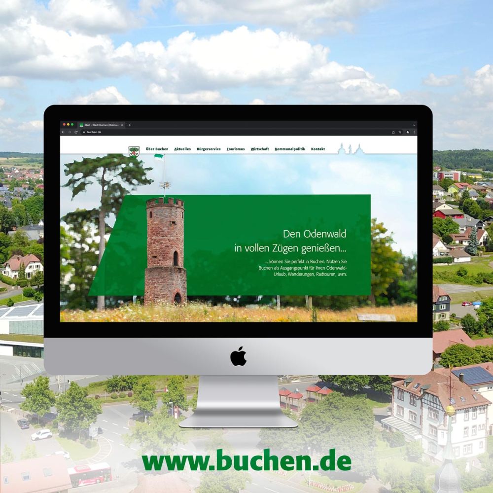 Neue Webseite der Stadt Buchen auf einem iMac