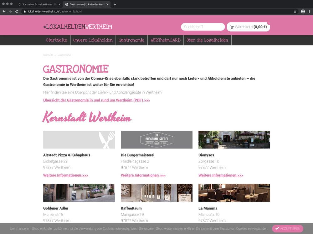 Gastronomie im Lokalhelden Onlineshop