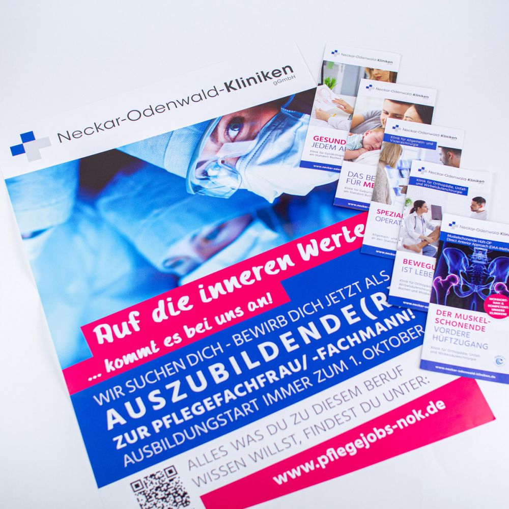Plakat und Flyer Neckar-Odenwald-Kliniken
